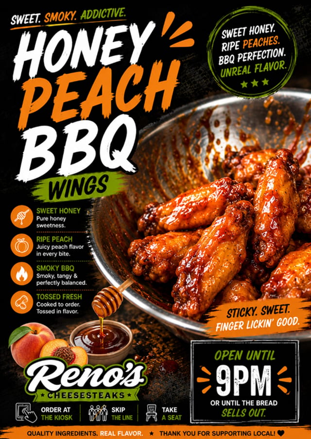 Sweet BBQ Wings W/Fries.