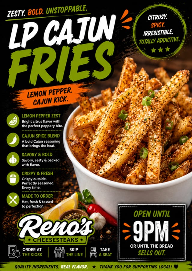 Lemon Pepper Cajun Fries.