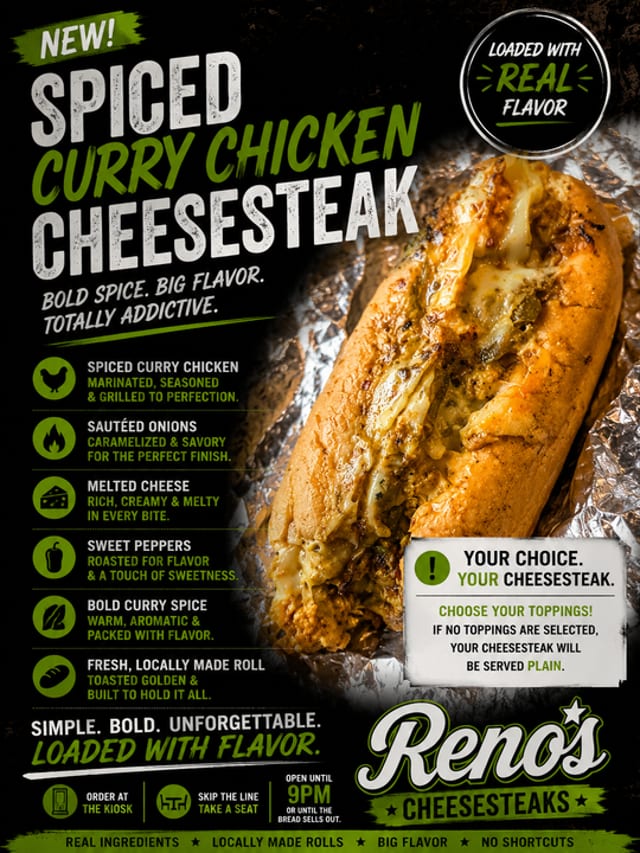 Spiced Yellow Curry Chicken Cheesesteak.